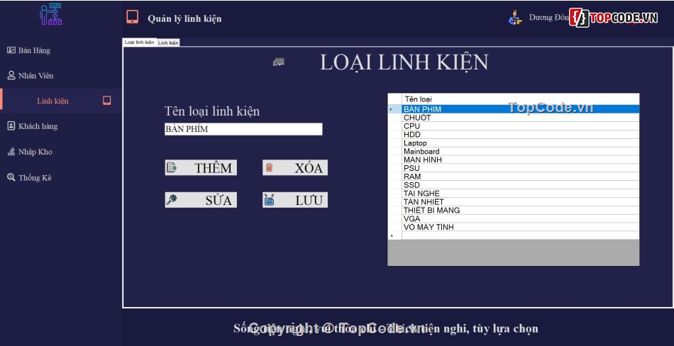 winform cửa hảng bán linh kiện điện tử,ado.net,sql server,mô hình 3 lớp,code bán hàng