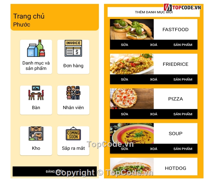 App quản lý nhà hàng,code quản lý android,nhà hàng,nhà hàng android