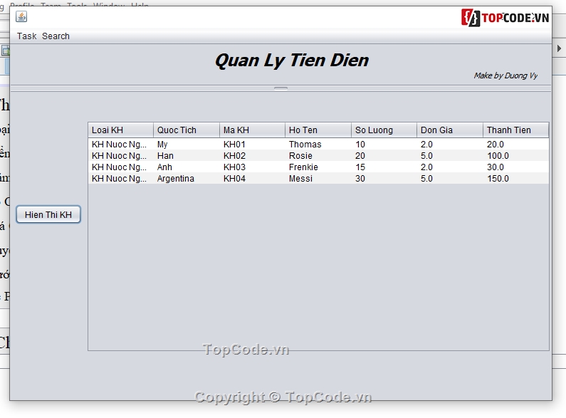 quản lý tiền điện Java Swing,Source Code quản lý tiền điện,code java quản lý tiền điện,java swing quản lý tiền điện