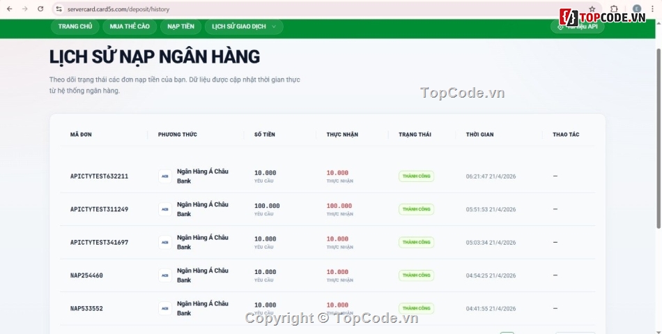 source code nạp thẻ,code gạch thẻ cào,script bán thẻ game,laravel nạp game,code đổi thẻ cào,web bán thẻ cào tự động