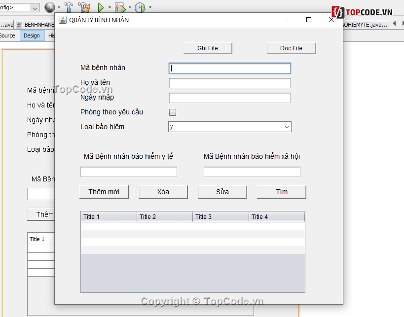 quản lý bệnh nhân Java Swing,Code quản lý bệnh nhân,Java quản lý bệnh nhân