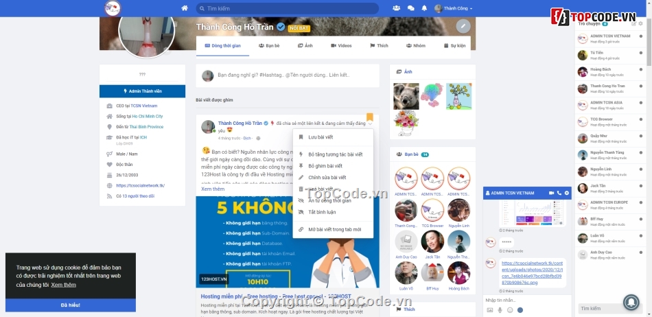 Code Mạng Xã Hội Giống FaceBook,App Mạng Xã Hội,source mạng xã hội,mạng xã hội tcsn v3.0,mạng xã hội sngine v3.0