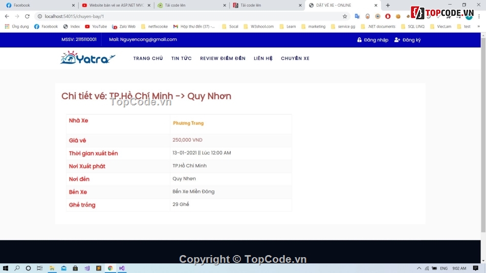 WEB ASP.NET BÁN XE khach,MVC ASP.NET C#,bán vé xe