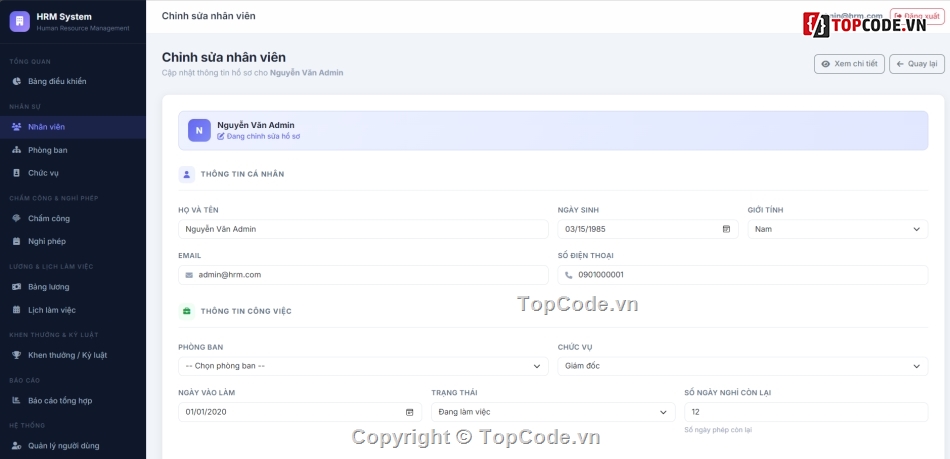 Hệ thống quản lý nhân,ASP.NET Core MVC,Hệ thống quản lý,SQL