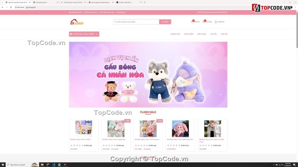 sharecode bán gấu bông,website php mysql bán gấu babythree,php laravel source code gấu bông siêu cute
