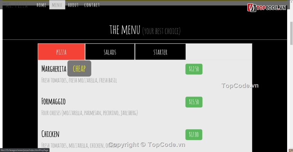 Code website pizza,menu nhà hàng,landing page,Giới thiệu menu online,Landing page Pizza