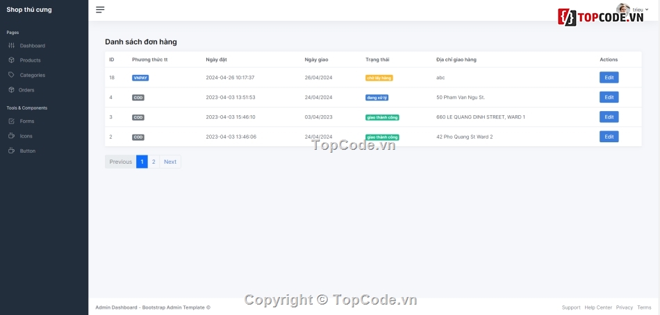 code web,web cửa hàng,Laravel,thú cưng,website bán hàng