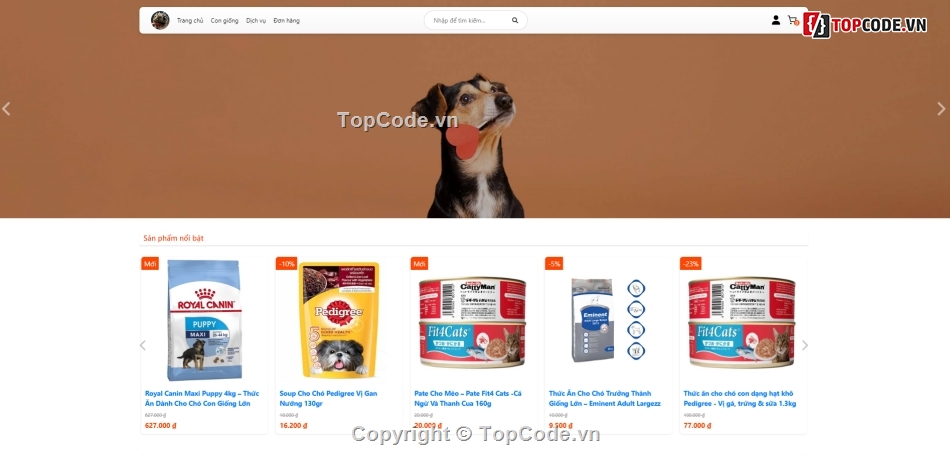 code web,web cửa hàng,Laravel,thú cưng,website bán hàng