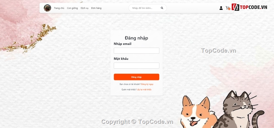 code web,web cửa hàng,Laravel,thú cưng,website bán hàng