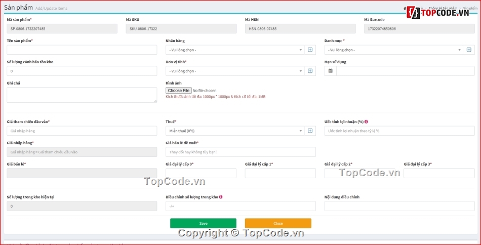 POS bán hàng,Phần mềm quản lý bán hàng,Sapo,PHP,MySql,Quản lý bán hàng