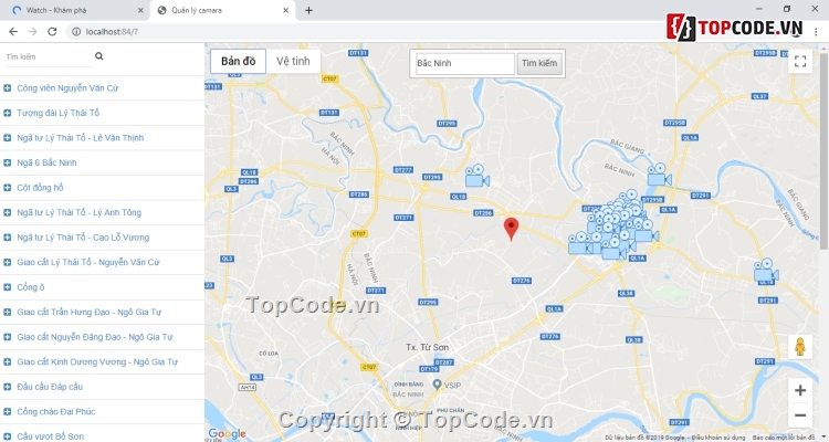 Quản lý camare trên google map,google map,tìm kiếm camara trên bản đồ,xem camara trên bản đồ,hiển thị camara trên bản đồ.,code bản đồ