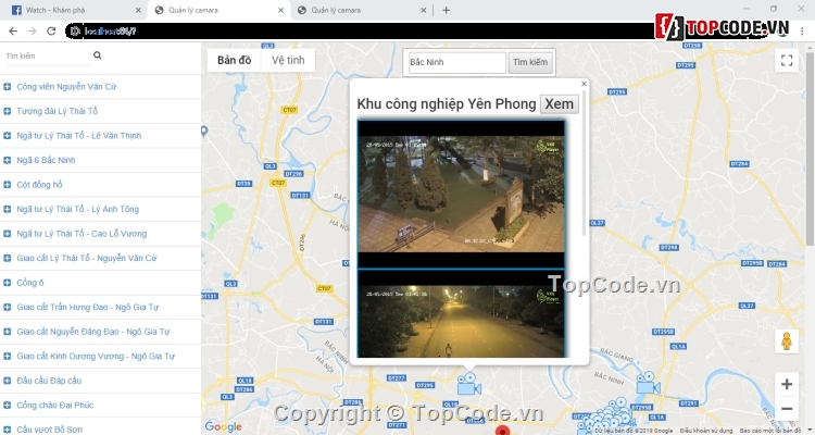 Quản lý camare trên google map,google map,tìm kiếm camara trên bản đồ,xem camara trên bản đồ,hiển thị camara trên bản đồ.,code bản đồ