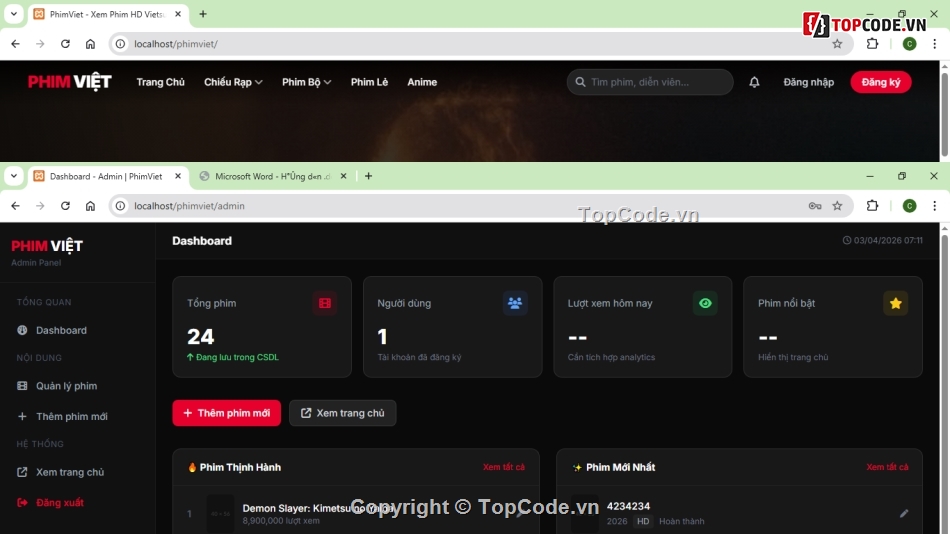 code web phim,web phim,web phim php