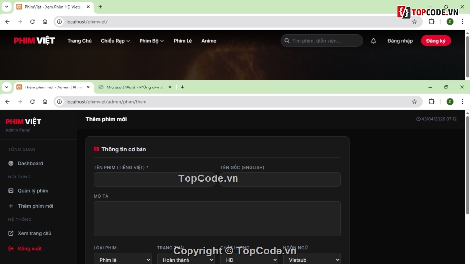 code web phim,web phim,web phim php