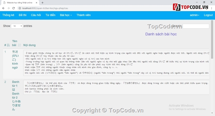 web học tiếng nhật trực tuyến,Web học tiếng nhật,code web học tiếng nhật,code web học tiếng nhật MVC