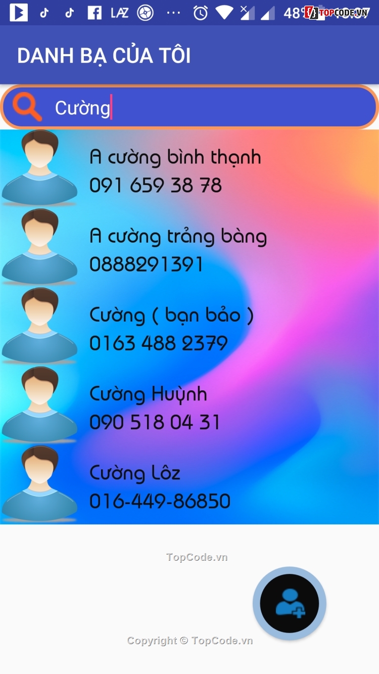 Content Provider,ứng dụng android,Ứng Dụng Danh Bạ,Code ứng dụng danh bạ,Code danh bạ điện thoại