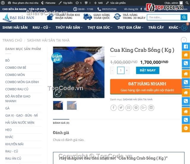 code web ẩm thực,website bán hàng hải sản,code website bán hàng,Web ẩm thực