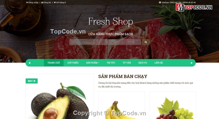 code web cửa hàng thực phẩm,website thực phẩm,demo website bán hàng,theme bán hàng wordpress,Web bán thực phẩm sạch,Web bán thực phẩm gia dụng