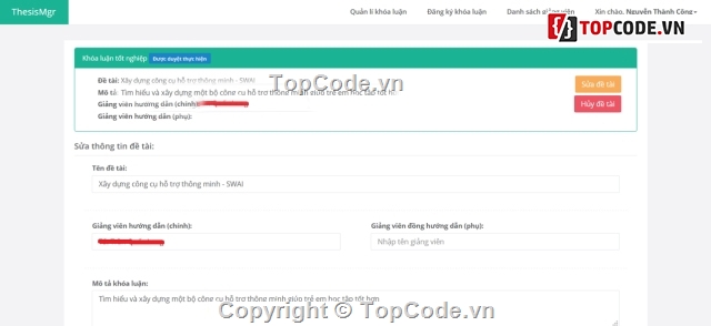 luận án tốt nghiệp,Hệ thống quản lý,khóa luận tốt nghiệp,Thesis Manager,Website Quản lý Hệ thống