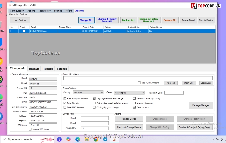 michanger,change info android,tool mmo