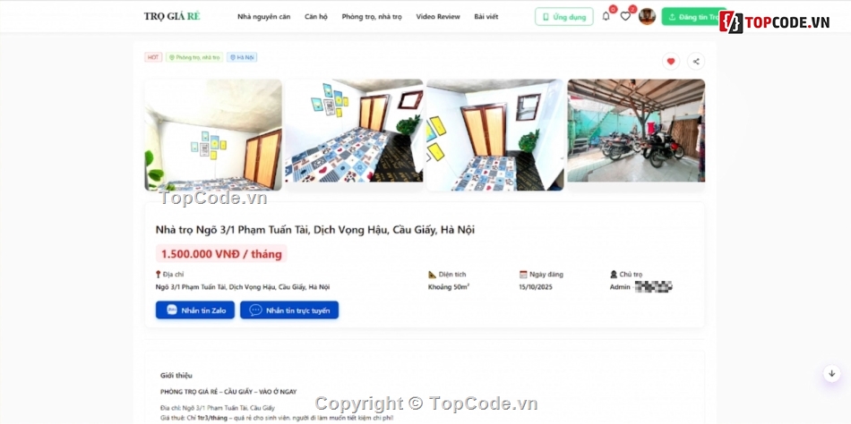 Chat realtime socket,reactjs,web cho thuê trọ