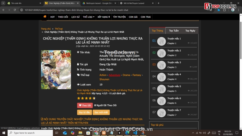 website đọc truyện,website xây dựng,nettruyen,NetTruyen Laravel Source,Nền tảng đọc truyện tối ưu tốc độ,Mã nguồn web truyện chuẩn SEO