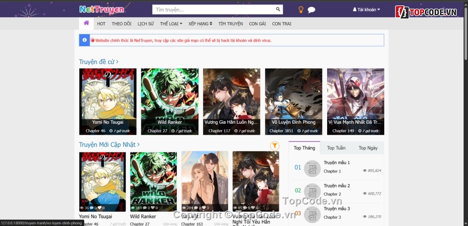 website đọc truyện,website xây dựng,nettruyen,NetTruyen Laravel Source,Nền tảng đọc truyện tối ưu tốc độ,Mã nguồn web truyện chuẩn SEO