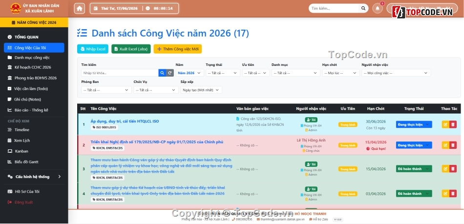 code quản lý công việc,QLCV,task manager
