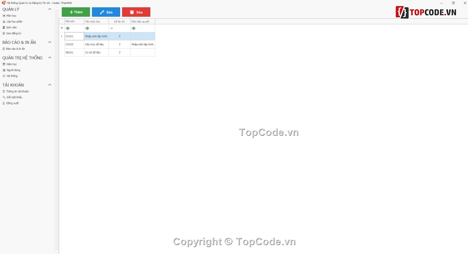 phần mềm quản lý đăng ký tín chỉ c#,hệ thống đăng ký học phần tín chỉ c# sql server,phần mềm đăng ký môn học theo tín chỉ c#