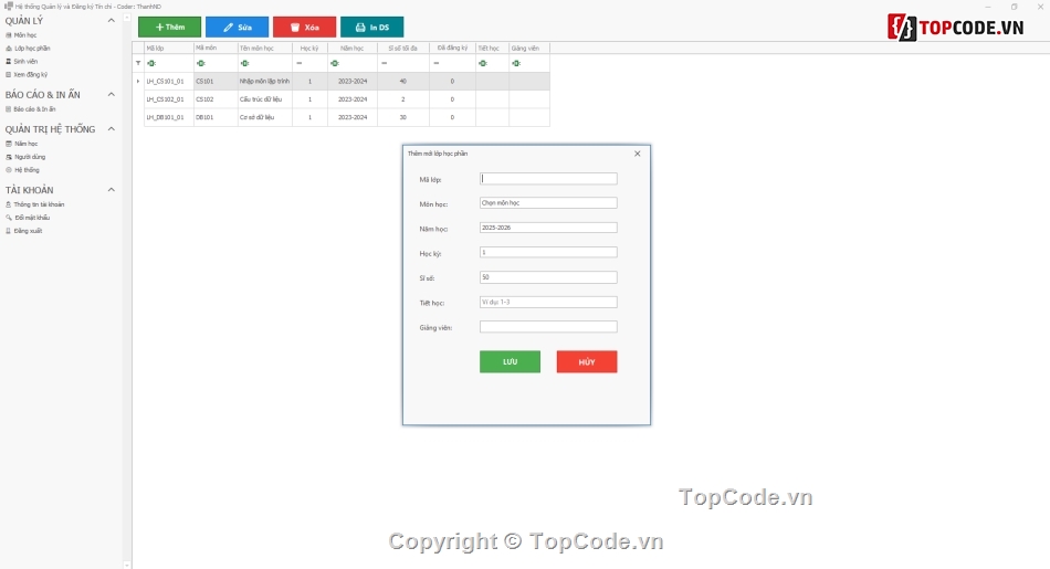 phần mềm quản lý đăng ký tín chỉ c#,hệ thống đăng ký học phần tín chỉ c# sql server,phần mềm đăng ký môn học theo tín chỉ c#