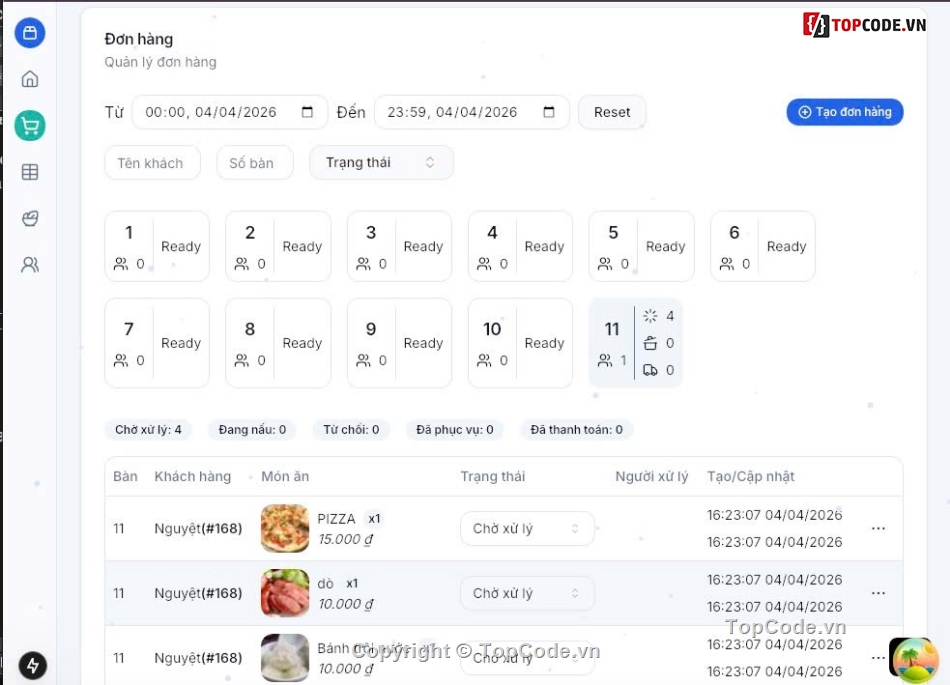 code nhà hàng,qr code order,quản lý nhà hàng,đặt món qr,phần mềm quán cafe,source code bán hàng