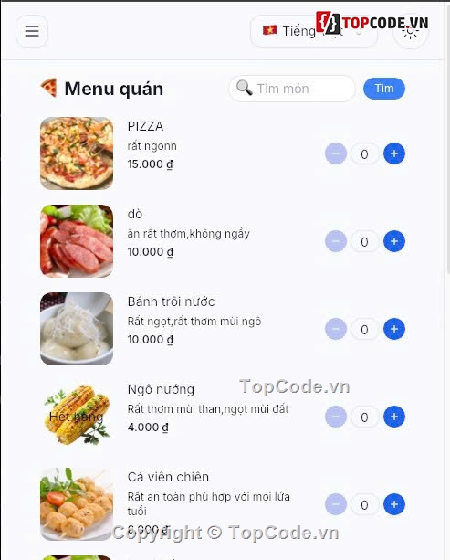 code nhà hàng,qr code order,quản lý nhà hàng,đặt món qr,phần mềm quán cafe,source code bán hàng