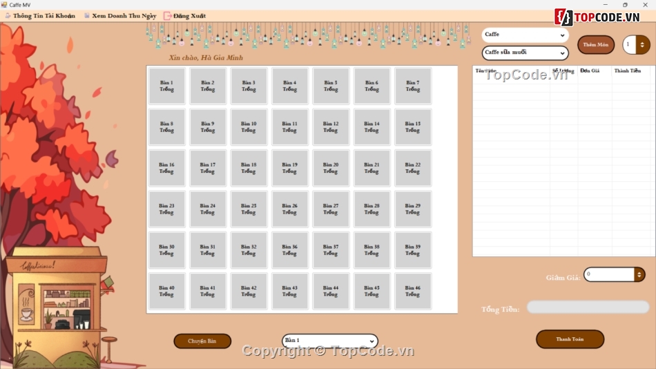 C# Quản Lý Cà Phê,Bán Cafe,Đồ án C#,Mô Hình Ba Lớp,Phần Mềm Quản Lý Bán Cafe,C# SqlServer