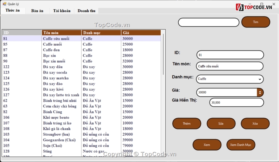 C# Quản Lý Cà Phê,Bán Cafe,Đồ án C#,Mô Hình Ba Lớp,Phần Mềm Quản Lý Bán Cafe,C# SqlServer