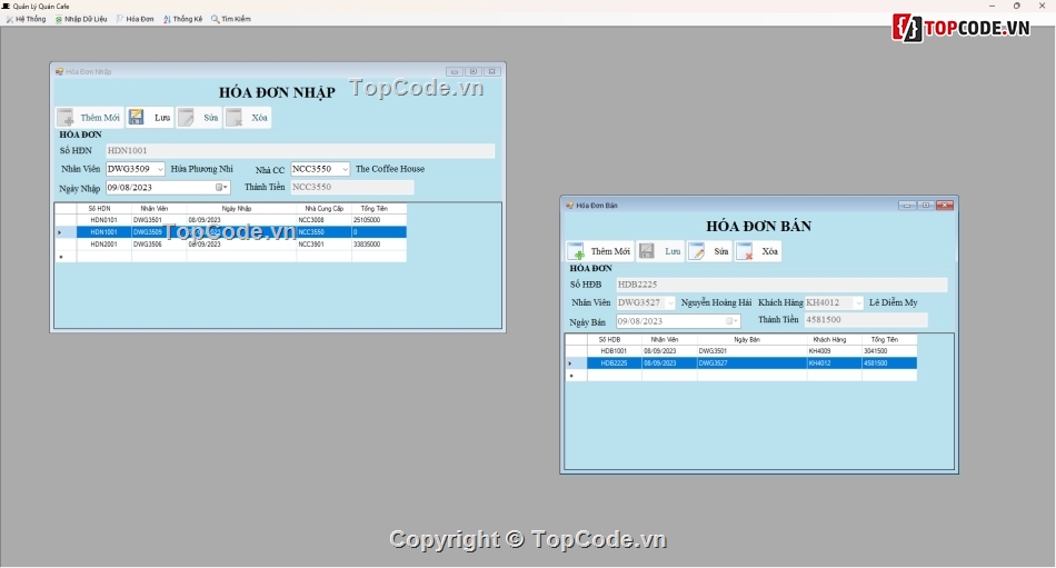 Phần mềm quản lý quán cafe C# Full CSDL - Đồ Án TN,Phần mềm quản lý quán cafe C# Full CSDL,Phần mềm QL quán cafe Full CSDL,Tools quản lý quán cafe Full CSDL