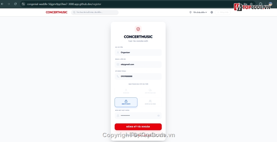 Concert,NestJS,NodeJS,Quản lý tổ chức tham gia concert