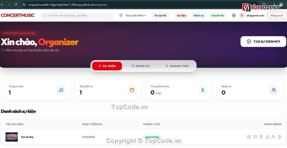 Concert,NestJS,NodeJS,Quản lý tổ chức tham gia concert