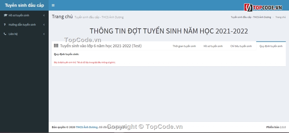 TSDC,Giáo Dục,Quản lý tuyển sinh