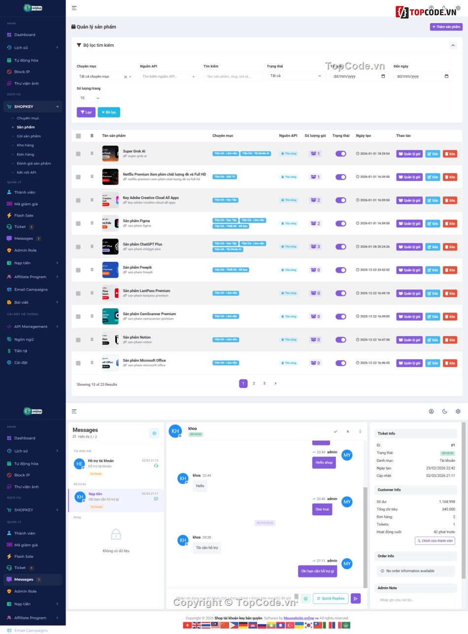 shop mmmo,web bán tài khoản,Phần mềm quản lý tài khoản,website bán tài khoản,website sản phẩm số,sản phẩm số