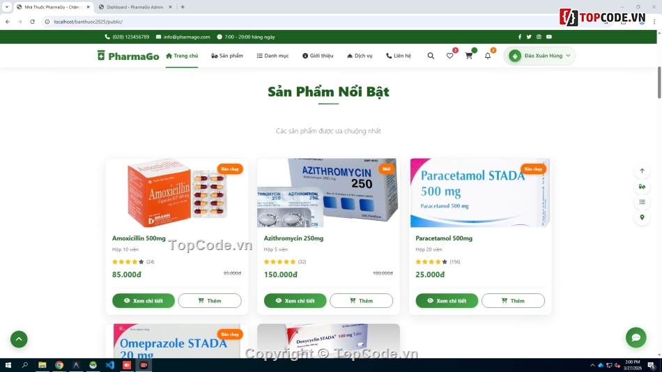Quản lý nhà thuốc online,Đồ án website bán thuốc PHP Laravel,Full code website dược phẩm,Website quản lý kho dược phẩm,Thiết kế web nhà thuốc chuyên nghiệp,Đồ án tốt nghiệp hệ thống quản lý nhà thuốc