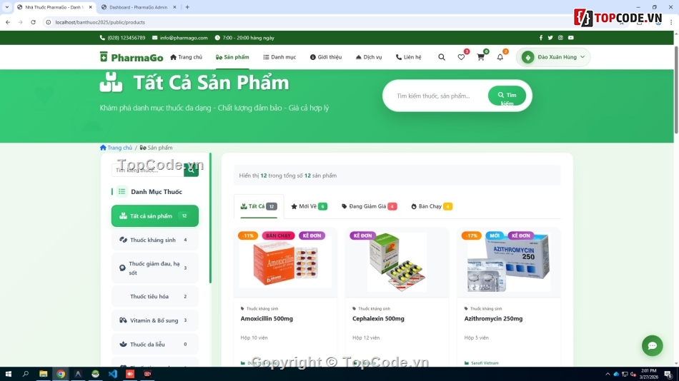 Quản lý nhà thuốc online,Đồ án website bán thuốc PHP Laravel,Full code website dược phẩm,Website quản lý kho dược phẩm,Thiết kế web nhà thuốc chuyên nghiệp,Đồ án tốt nghiệp hệ thống quản lý nhà thuốc