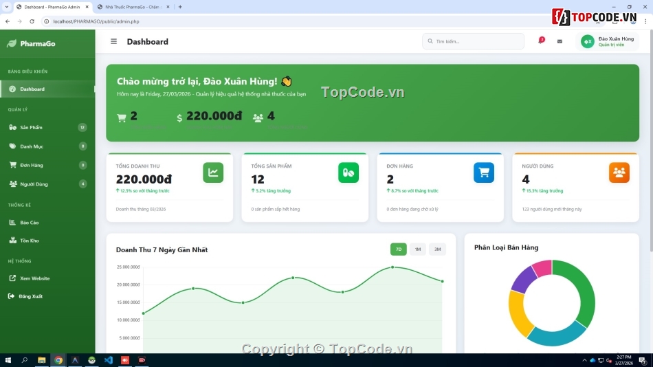 Quản lý nhà thuốc online,Đồ án website bán thuốc PHP Laravel,Full code website dược phẩm,Website quản lý kho dược phẩm,Thiết kế web nhà thuốc chuyên nghiệp,Đồ án tốt nghiệp hệ thống quản lý nhà thuốc