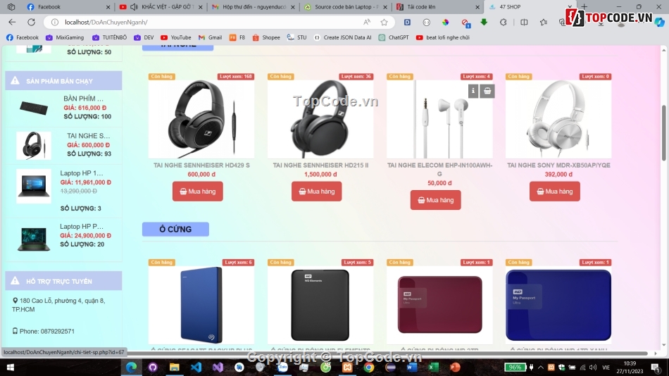 code bán hàng thanh toán VN Pay,web bán phụ kiện,code bán Laptop - PC & phụ kiện,Đồ án tốt nghiệp