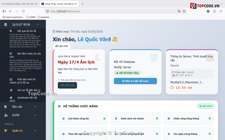 Trắc nghiệm,Chấm công,Báo cáo đồ án,Báo cáo tuân thủ 2908,TXT,CSV