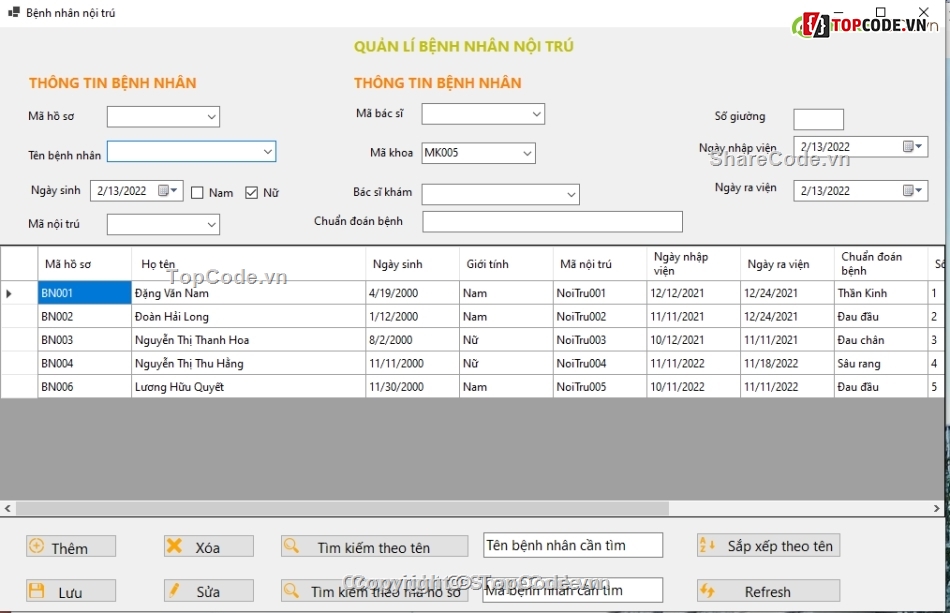 Quản lý bệnh nhân c#,Quản lý bệnh viện,C#,ADO