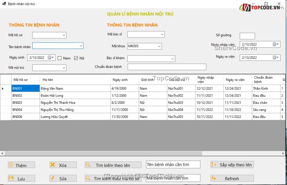 Quản lý bệnh nhân c#,Quản lý bệnh viện,C#,ADO