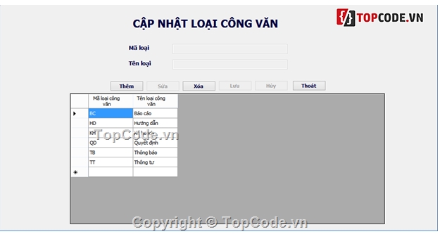 CT Quản lý công văn,C# quản lý công văn,Quản lý quán ăn C#,Quản lý công văn,công văn C#,phần mềm quản lý công văn