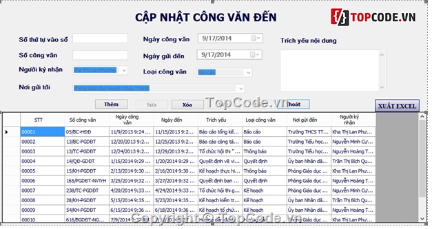 CT Quản lý công văn,C# quản lý công văn,Quản lý quán ăn C#,Quản lý công văn,công văn C#,phần mềm quản lý công văn