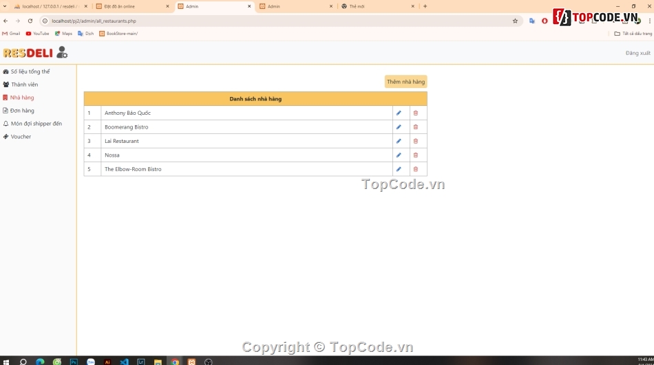 Quản lý nhà hàng,quản lý order,quản lý bán hàng,web quản lý nhà hàng