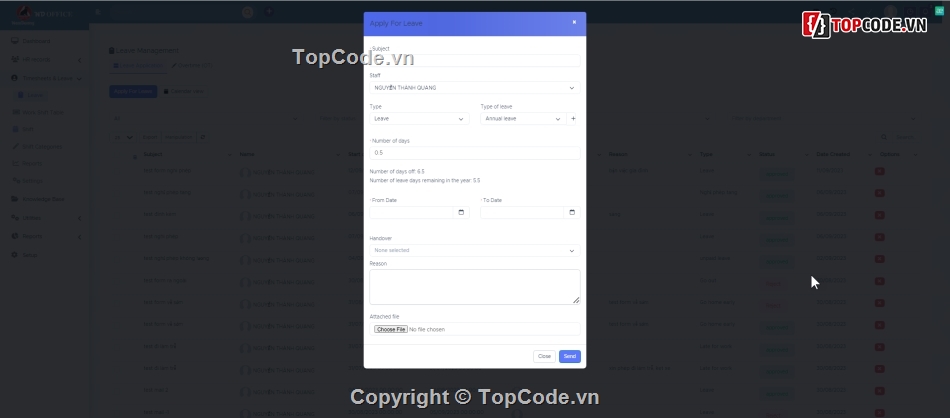 HRM nhân viên,Leave policy,Leave management,Nhân sự,Topcode Quản Lý Nhân Sự,Sharecode Quản Lý Nhân Sự